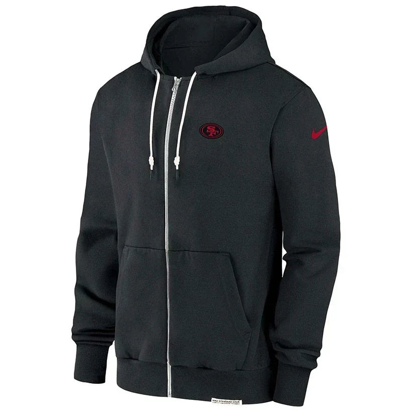 San Francisco 49ers Grey Sideline Full-Zip Hoodie - Recreated Inspired Edition