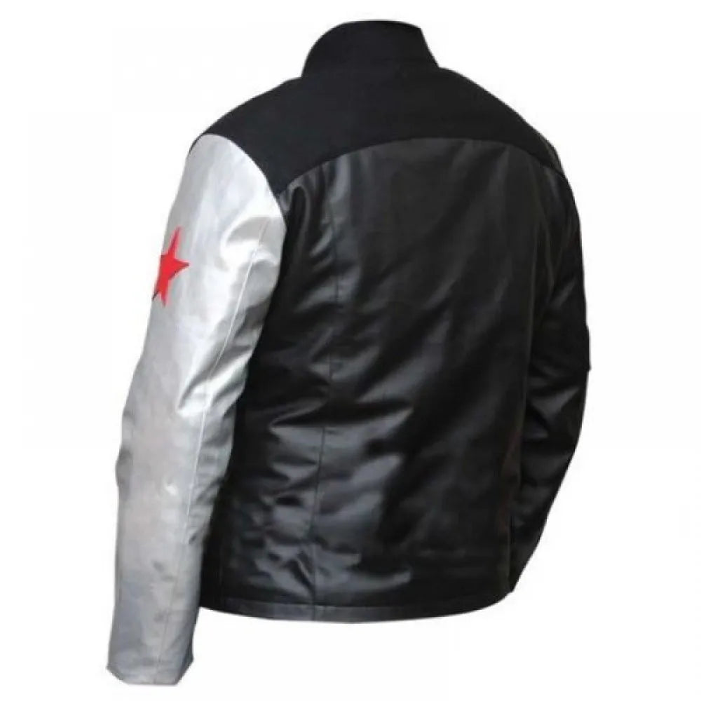 Civil War Winter Soldier Black Leather Bucky Barnes Jacket