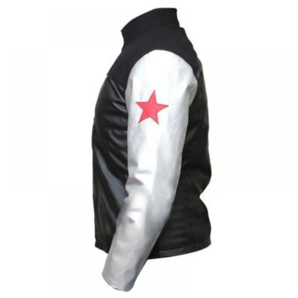 Civil War Winter Soldier Black Leather Bucky Barnes Jacket