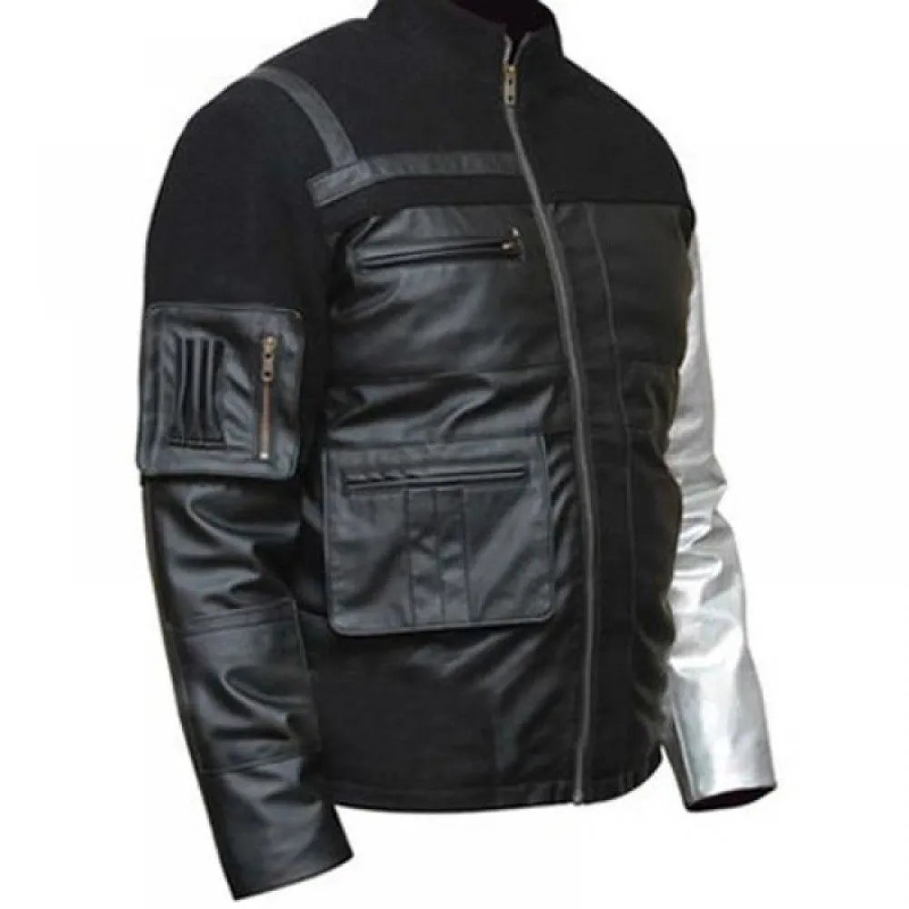 Civil War Winter Soldier Black Leather Bucky Barnes Jacket