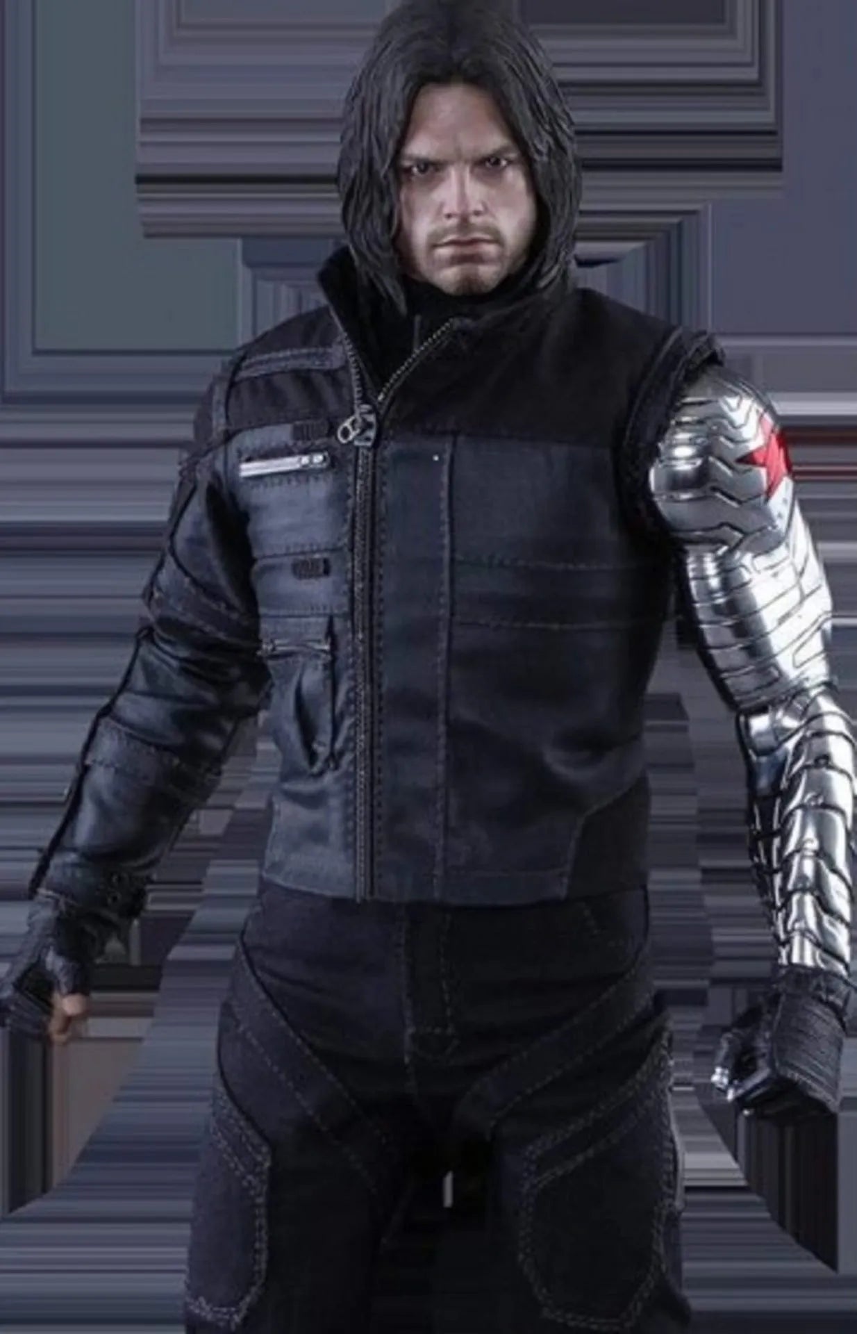Civil War Winter Soldier Black Leather Bucky Barnes Jacket