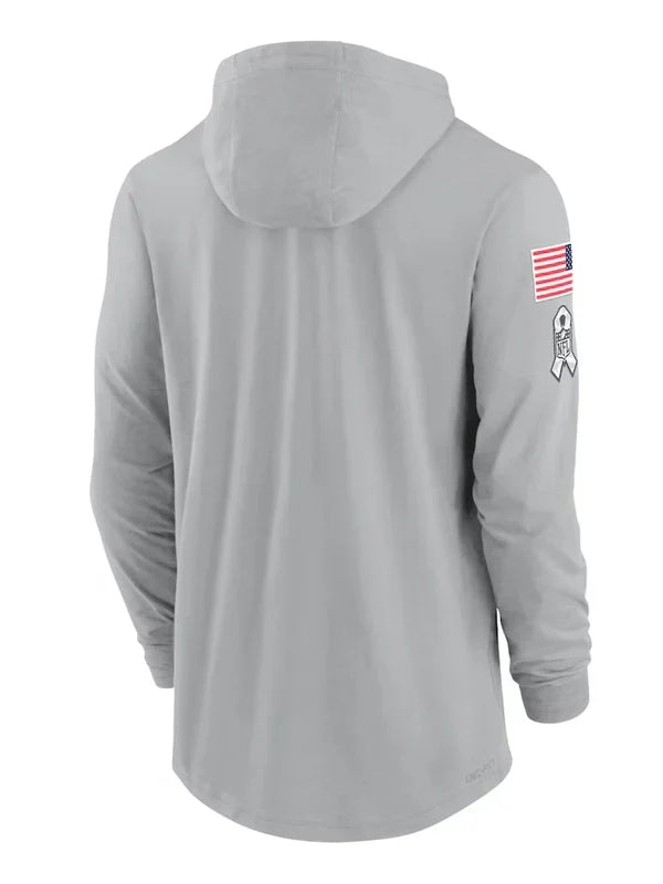 2024 Chicago Bears Salute to Service Long Sleeve Hooded T-Shirt - Recreated Inspired Edition