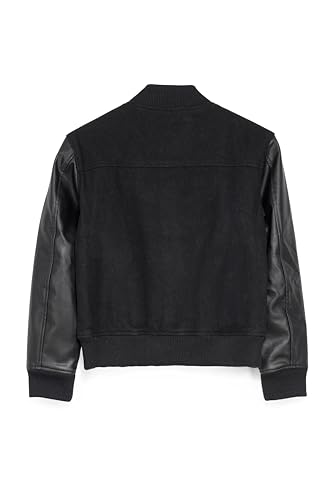 X RAY Boys Outerwear Coat with Faux Leather (S - XL), Wool Varsity Bomber Jacket for Kids W/Grainy PU Sleeves for Boys