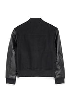 X RAY Boys Outerwear Coat with Faux Leather (S - XL), Wool Varsity Bomber Jacket for Kids W/Grainy PU Sleeves for Boys