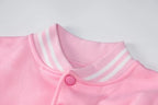 babyhealthy Women Cropped Varsity Jacket Retro Baseball Jacket Bomber Coat