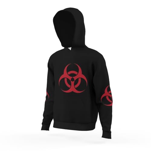 HEAPPER Kids Red Symbol Biohazard Radioactive Boys Girls Lightweight Kangaroo Pocket Hoodies