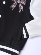 WELAKEN Girls Snap Button Colorblock Bomber Jacket Casual Outerwear