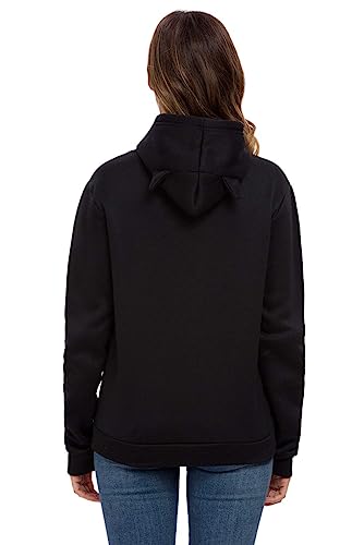 Women Teen Girls Hoodie Sweatshirt With Cute Cat Ear and Sleeping Cat Printed Pullover