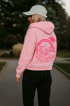 Women's Palm Tree Graphic Hoodie; Floral Fleece Pullover Sweatshirt