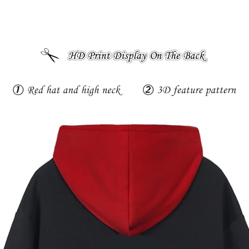 Unisex Anime Hoodie Cosplay Costume Men Black 3D Novelty Hooded Sweatshirt Pullover Jacket Outerwear Coat for Women (M-Black-2)