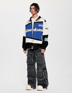 Vamtac Mens Varsity Baseball Jacket Bomber Cotton Vintage Racing Coats Streetwear with Pocket