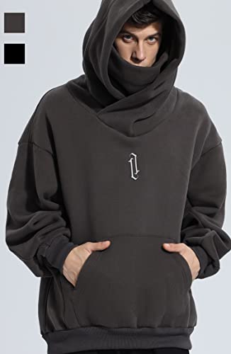 Men’s Fleece Hoodie Sweatshirts with Built in Gaiter Warm Pullover