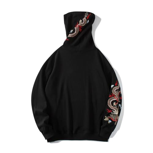Niepce Inc Streetwear Men's Dragon Embroidered Heavyweight Graphic Hoodies
