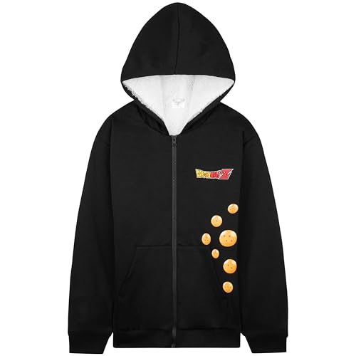 Dragon Ball Z Hoodie for Boys Teens, 9-16 Years, Fleece Sweatshirt Sherpa Hooded Jacket Zip Up Hoodie, Anime Gifts for Boys