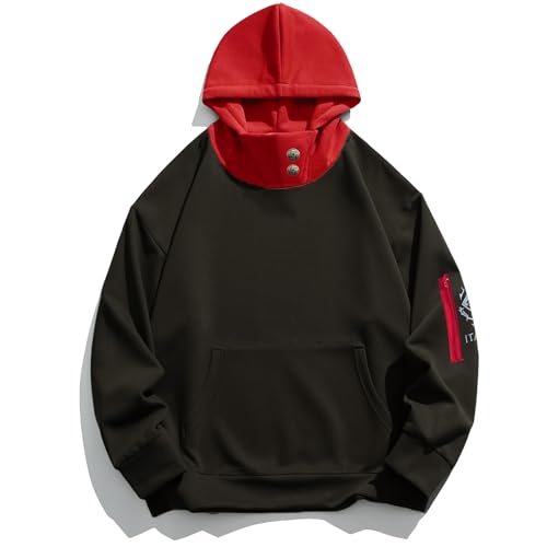 Unisex Anime Hoodie Cosplay Costume Men Black 3D Novelty Hooded Sweatshirt Pullover Jacket Outerwear Coat for Women (M-Black-2)