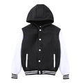 Kids Baseball Jackets Boys and Girls Fit Varsity Jacket Hooded Button Casual Lightweight Plain Cardigan School Coat