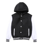 Kids Baseball Jackets Boys and Girls Fit Varsity Jacket Hooded Button Casual Lightweight Plain Cardigan School Coat