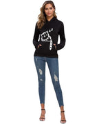 Women Teen Girls Hoodie Sweatshirt With Cute Cat Ear and Sleeping Cat Printed Pullover