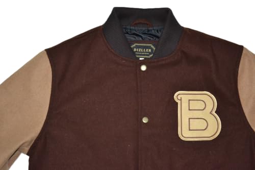'B' Logo Varsity Jacket - Bomber Style - Brown color - Wool fabric