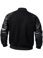 FANARCHER Men's Varsity Baseball Jacket Cotton Blend Letterman Jacket with Faux Leather Sleeve Bomber Coat