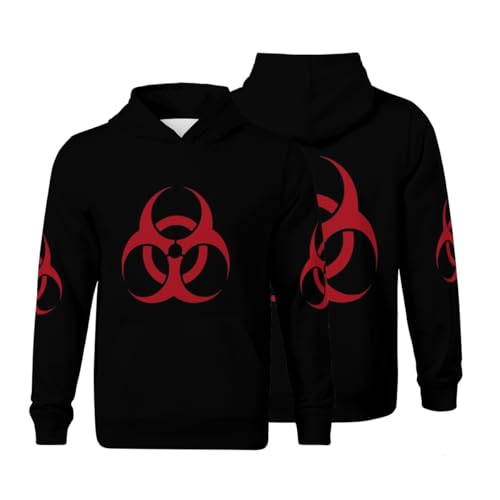 HEAPPER Kids Red Symbol Biohazard Radioactive Boys Girls Lightweight Kangaroo Pocket Hoodies