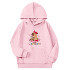 Girl'S Cute Capybara Hoodie Kawaii Cartoon Graphic Hoodies with Pockets Bow Cherry Anime Hooded Sweatshirt Pullover