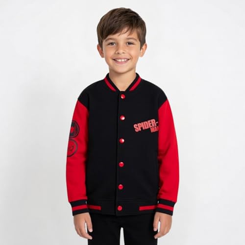 Boys Girls Spiderman Varsity Baseball Jacket With Glow In the Dark Eyes Kids Marvel Spidey Jacket Kids Warm Bomber Coat