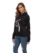 Women Teen Girls Hoodie Sweatshirt With Cute Cat Ear and Sleeping Cat Printed Pullover