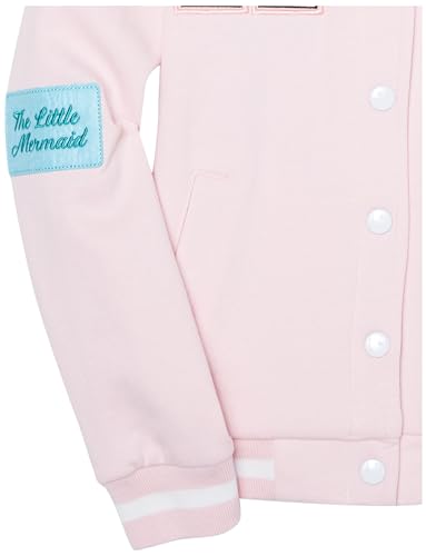 Disney Girls' The Little Mermaid (Movie) Ariel Fleece Button Up Varsity Bomber Jacket Toddler to Big Kid