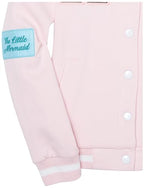 Disney Girls' The Little Mermaid (Movie) Ariel Fleece Button Up Varsity Bomber Jacket Toddler to Big Kid