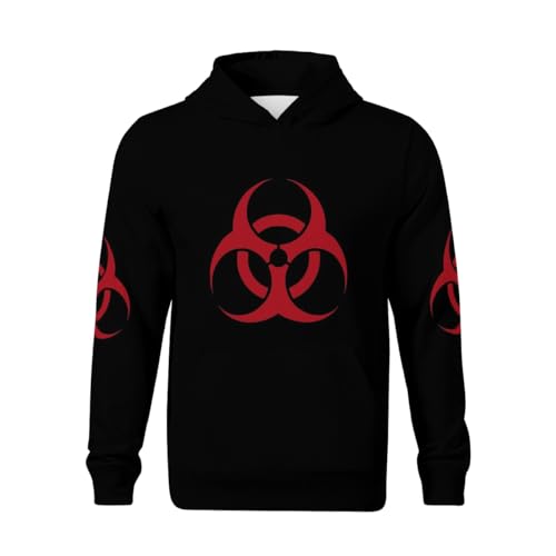 HEAPPER Kids Red Symbol Biohazard Radioactive Boys Girls Lightweight Kangaroo Pocket Hoodies