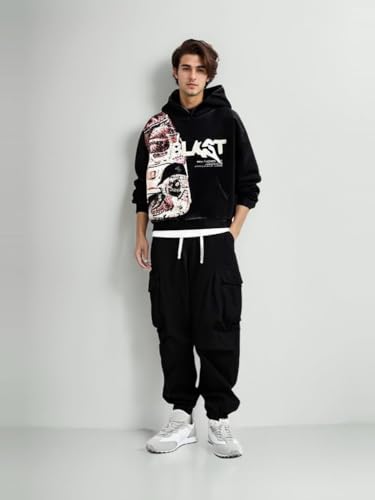 Obenie Retro Y2K Hoodie Gothic Casual Alphabet Blast Print Pattern Skull Fashion Hoodie Men Harajuku Men Clothing