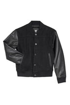 X RAY Boys Outerwear Coat with Faux Leather (S - XL), Wool Varsity Bomber Jacket for Kids W/Grainy PU Sleeves for Boys