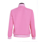 Men's Pink Baseball Jacket Button up Varsity Coat School Uniform Sportswear Casual Top