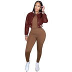 Xaspee Womens Faux Leather Varsity Jacket Cropped Baseball Bomber Jacket