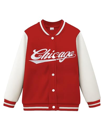 PureChapter Boys Baseball Jacket Kids Varsity Jacket Classic Embroidered Cardigan Sweatshirt Winter Coat Bomber Jacket