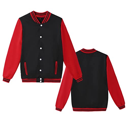 Mowbeat Women Baseball Jacket Varsity Uniform Unisex Adult Long Sleeve Casual Loose Cardigan Men's Track Jacket