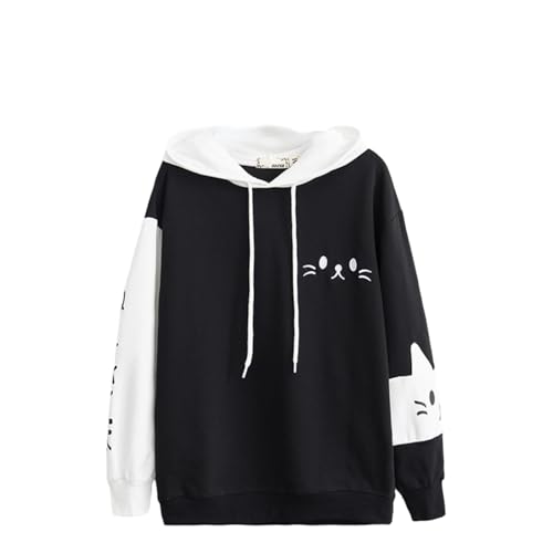 Women Kawaii Cat Ear Hoodie Cute Japanese Anime Hooded Sweatshirt Preppy Meow Graphic Pullover Clothes Fall Winter