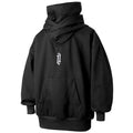 Men's Fleece Double Neckline Hoodie with Face Mask Techwear