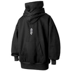 Men's Fleece Double Neckline Hoodie with Face Mask Techwear