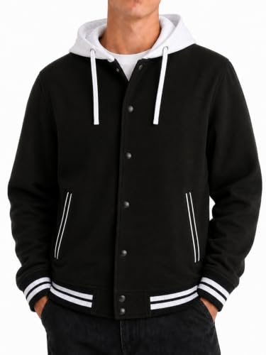 Men's Casual Baseball Jacket Hooded Sweatshirt
