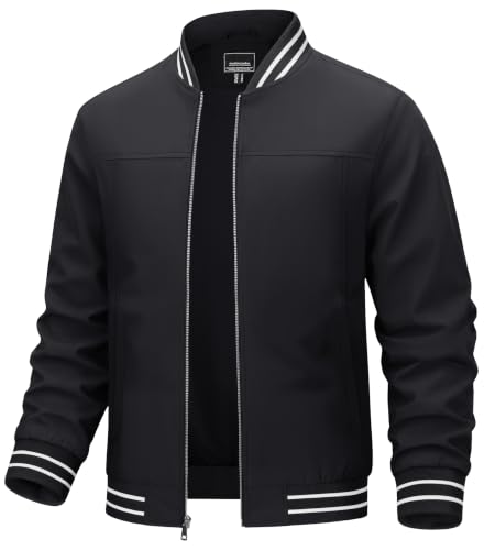 TACVASEN Mens Jacket Bomber Lightweight Windproof Coat for Daily Wear