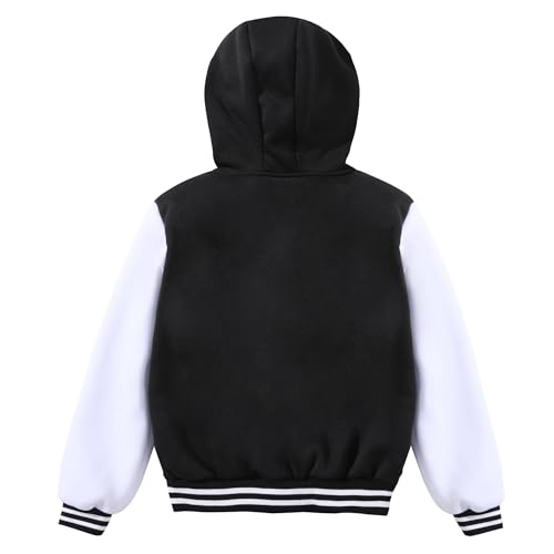 Kids Baseball Jackets Boys and Girls Fit Varsity Jacket Hooded Button Casual Lightweight Plain Cardigan School Coat