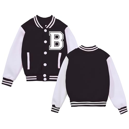 BAICAIYU Kids Baseball Jackets Boys and Girls Varsity Coat Buttons Cardigan Letter Sport Letterman School Jacket