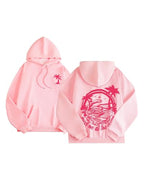 Women's Palm Tree Graphic Hoodie; Floral Fleece Pullover Sweatshirt