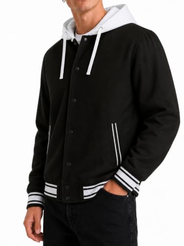 Men's Casual Baseball Jacket Hooded Sweatshirt