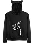 Women Teen Girls Hoodie Sweatshirt With Cute Cat Ear and Sleeping Cat Printed Pullover