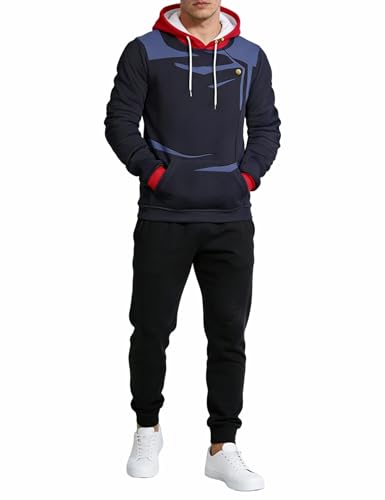 Unisex Hoodie Blue Hooded Pullover Long Sleeve Swearshirt Novelty Hoodie Jacket Adult 3D Printed Pullover