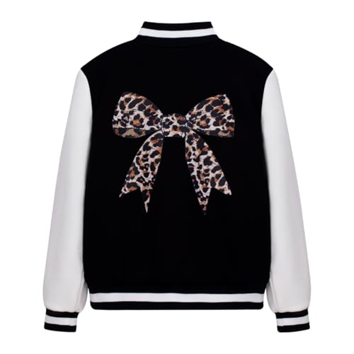 WELAKEN Girls Snap Button Colorblock Bomber Jacket Casual Outerwear