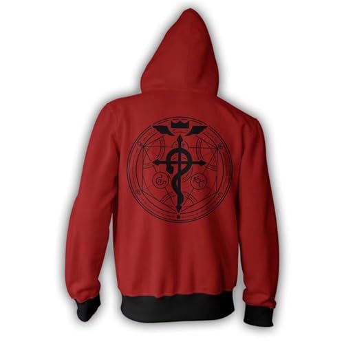 Edward Elric Cosplay Costume 3D Hoodie Zipper Jacket Pullover Sweatshirt